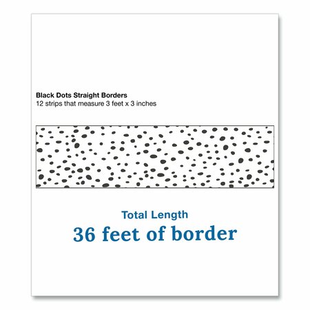 Carson Dellosa Straight Borders, 3 in. x 3 ft, Black/White Dotted, 12PK 108495